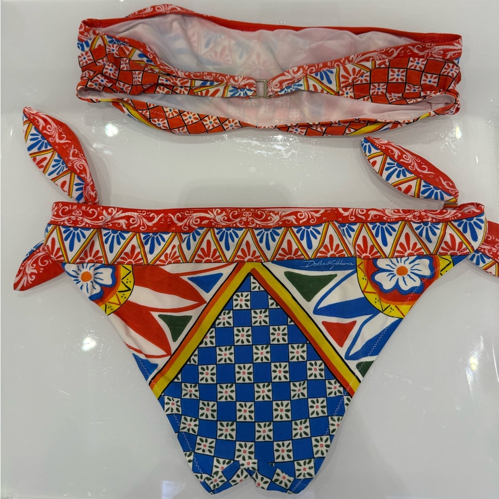 Dolce & Gabbana Red and Blue Patterned Bikini size 3 - Picture 3 of 10